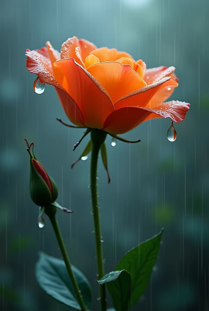 Rainy morning.rain drop on flower 