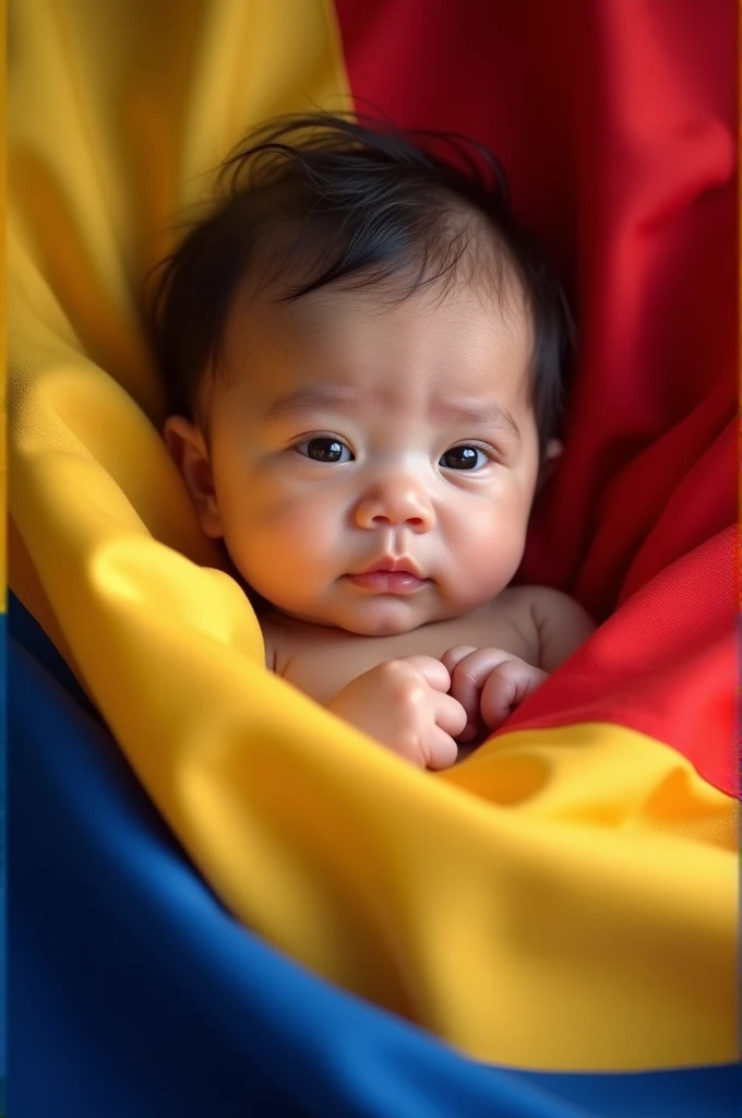 A baby with the Venezuelan flag 