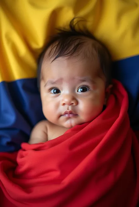 A baby with the Venezuelan flag 