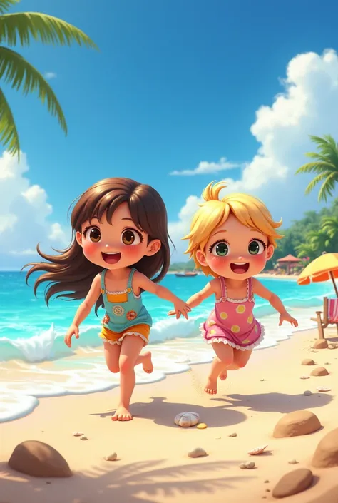 little girls on the beach