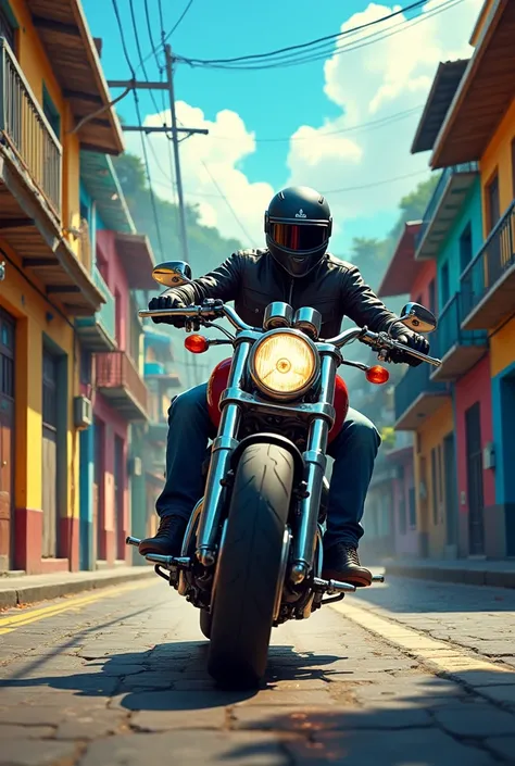 Logo of a motorcycle entering a favela in Brazil