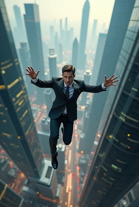 Man jumping off a building