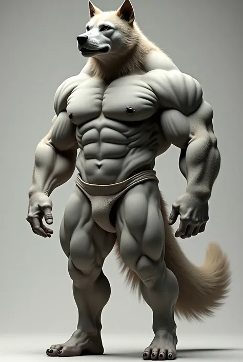 A very muscular human-shaped dog 
