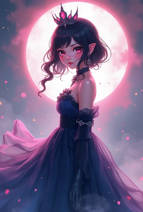 perfectly structured, (watercolor), digital illustration, anime style, the mysterious princess of darkness, highly detailed, volumetric lighting, kawaii pastel colors, dynamic composition, sharp and crisp image, (delicate, sublime:1.2), beautiful beyond wo...