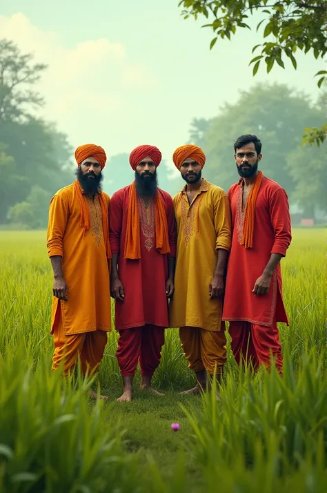 Men in indian clothes in filed