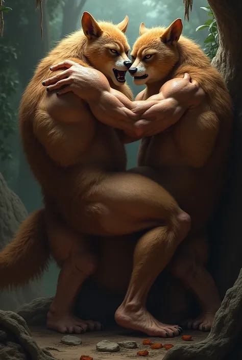 Muscular gay furry men having sex in an orgy 