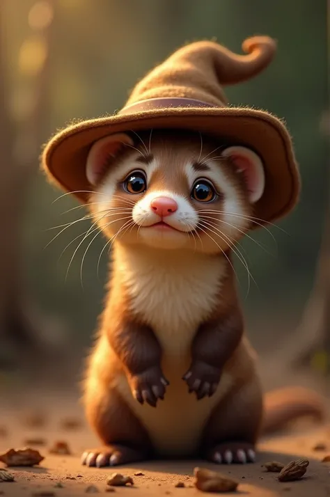 Create a brown ferret with a hat