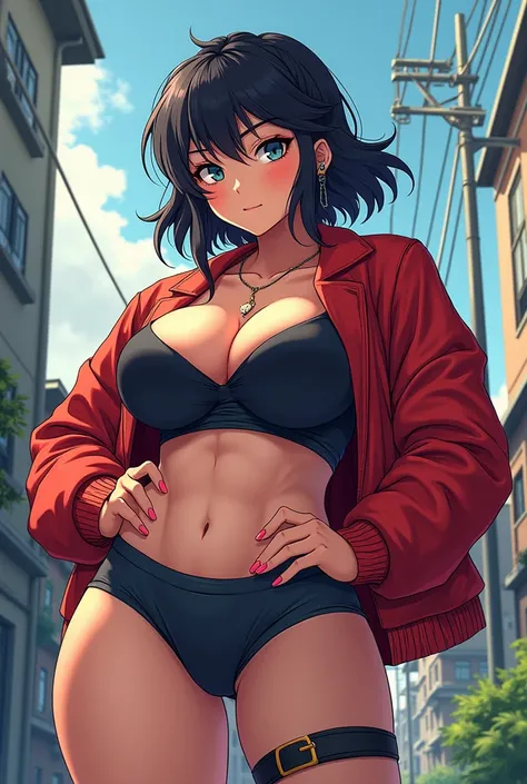 A Baddas Girl Have Big breast thick thighs short hair and A student man Anime