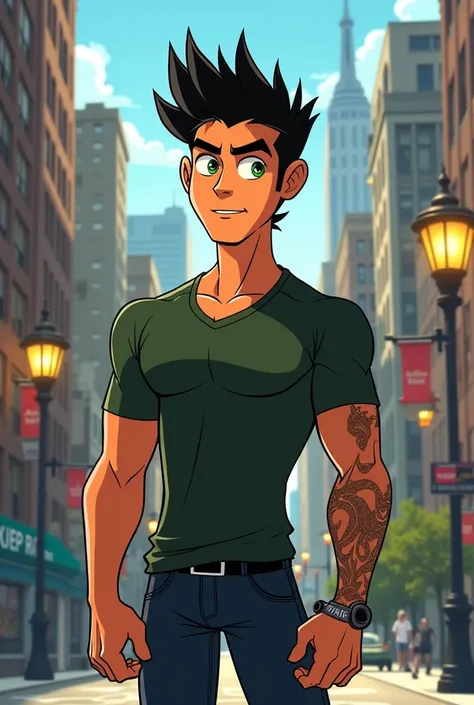 RECREATES JAKE LONG FROM THE CARTOON JAKE THE WESTERN DRAGON AS AN ADULT AT 2, BEING HUMAN. with the.SAME DRAWING STYLE AS THE SERIES IN THE FIRST SEASON