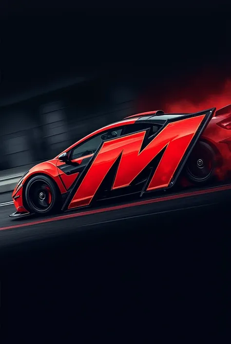 Letter M design racing red and black 