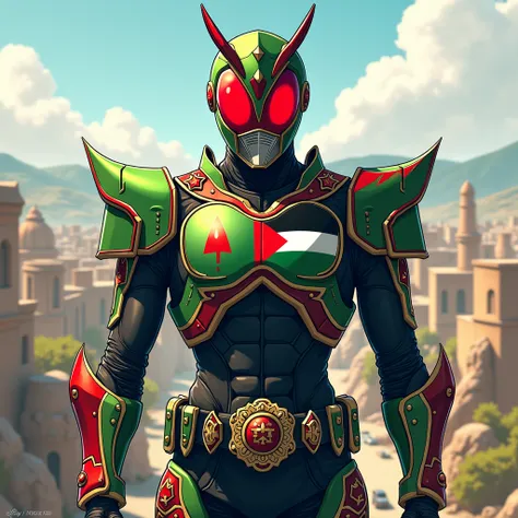 Kamen rider  with Palestine flag big motif 