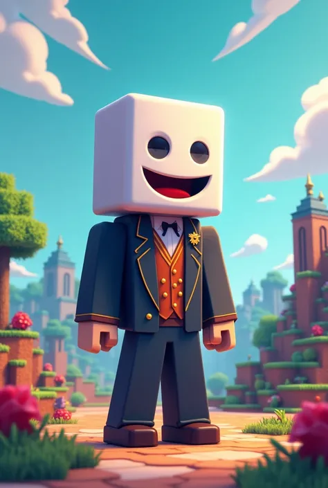 make a mayor in 4k using a white mask with a smile minecraft skin 