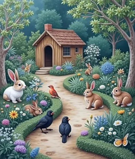 Please restore this image making it perfect in a garden with animals 