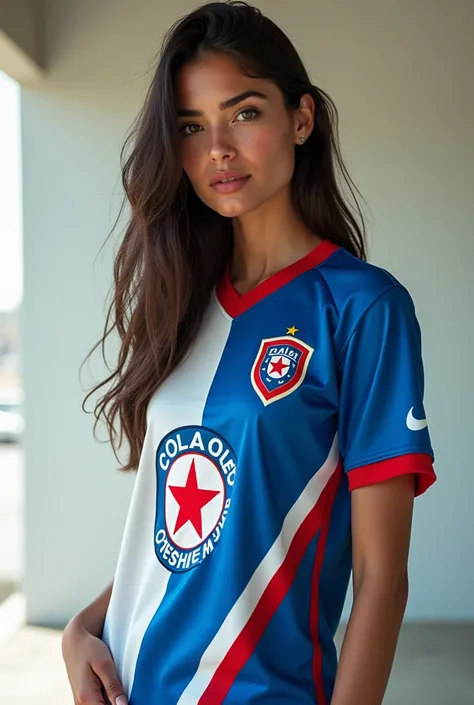 A super model with a colo colo shirt 