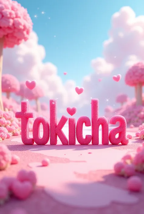 letters that say (Tokicha) in pink