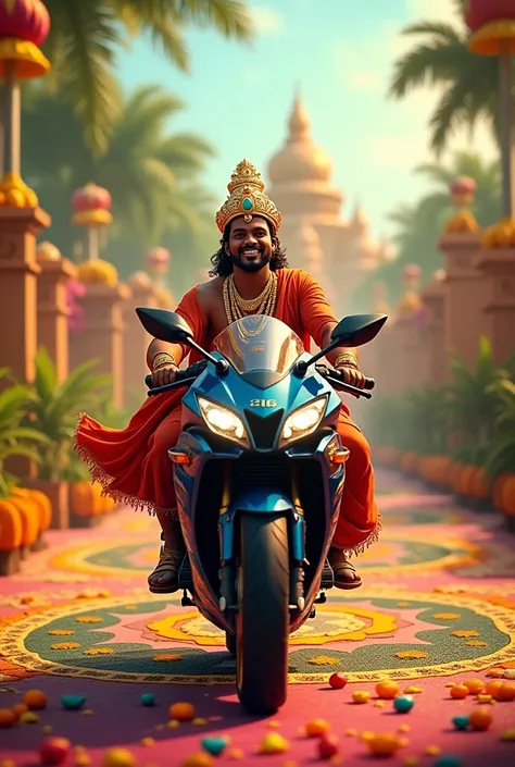 HAPPY ONAM THEME WITH MAVELI DRIVING YAMAHA R15 BIKE
