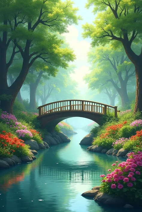 Gardens, bridge . Peaceful, Healing, garden. Trees, Blooming flowers.