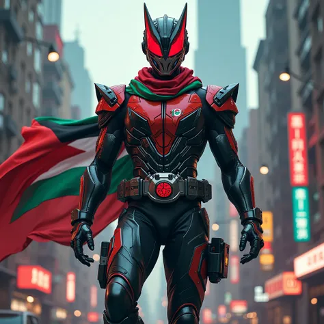 Kamen rider with Palestine flag scarf