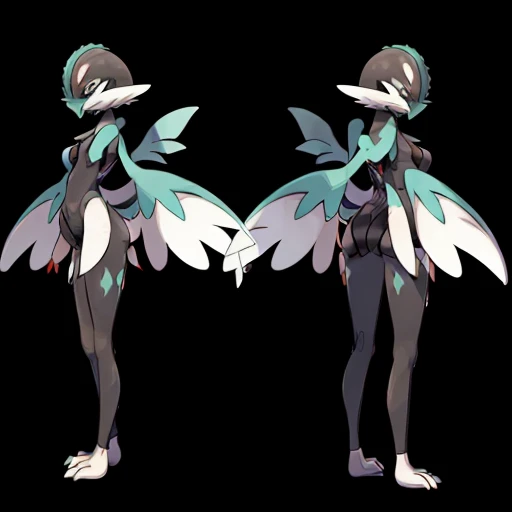 (((Best Quality))) , ((full body)), multiple views, reference sheet, pkmn, monster girl, wings,