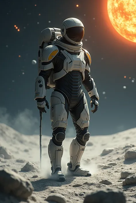 A man finds one of the alien robot suits on the moon and he puts it on and goes to Mars, Earth, Jupiter and the sun.Using the robot suit that he found