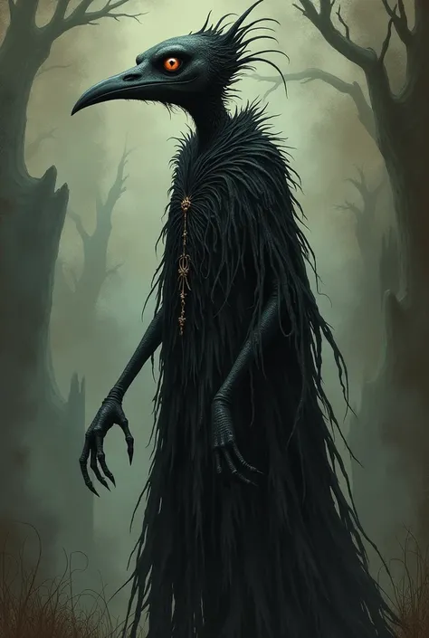 Create the human character the crow but drawn like Tim Burton drawings 