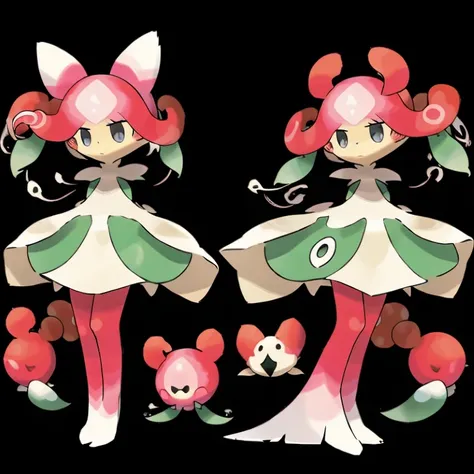 (((best quality))) , ((full body)), multiple views, reference sheet, pkmn, girl, tentacle,