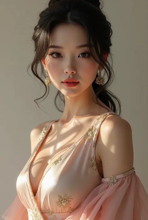 Asian big tits girl in cheongsom in realistic image