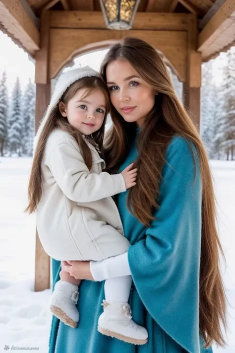 A gorgeous, pretty, shiny, kind-hearted, warm-hearted, sweet, polite, sensitive, friendly, charming, graceful, stylish, classy, alluring, majestic, ethereal, angelical ginger long haired russian woman dressed in traditional folk winter costumes. Shes with ...