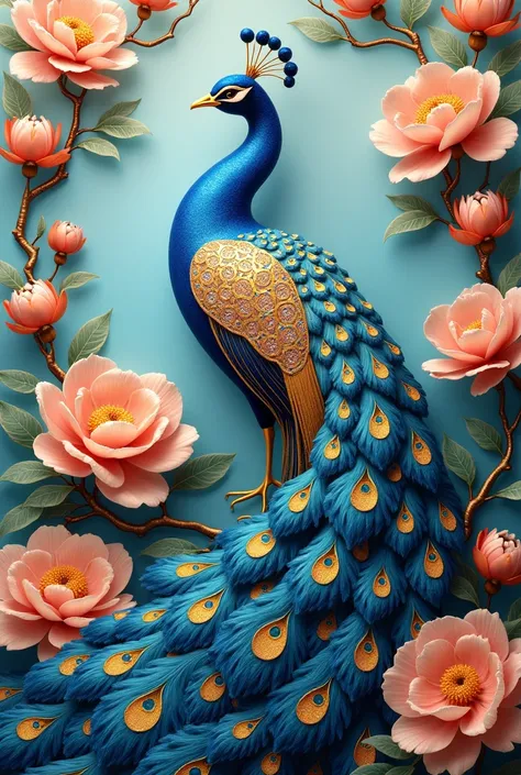 This cloisonné peacock art piece is exquisitely beautiful, cleverly combining traditional and modern aesthetics. The entire piece is semi-transparent, giving a sense of light transmission. The peacock is adorned with blue and gold feathers, embedded with b...