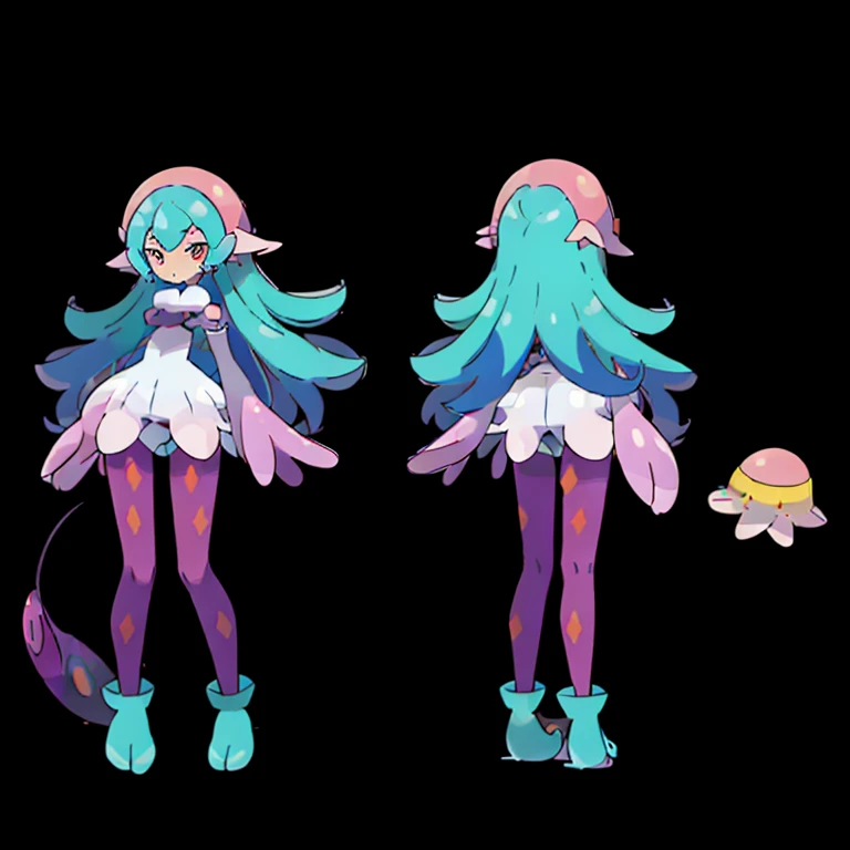 (((Best Quality))) , ((full body)), multiple views, reference sheet, pkmn, monster girl, jellyfish,