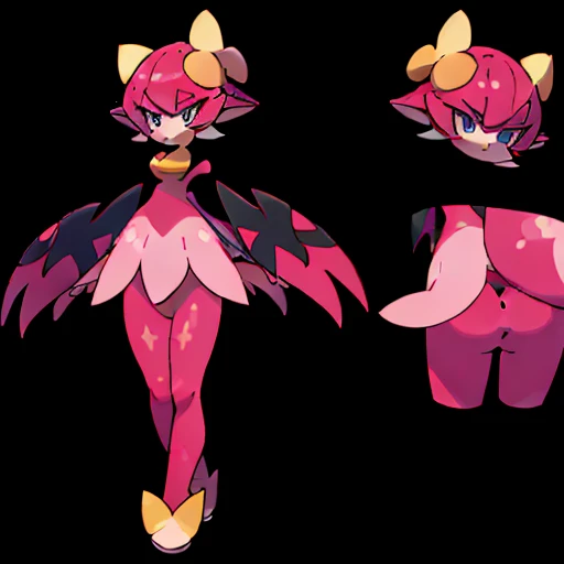 (((Best Quality))) , ((full body)), multiple views, reference sheet, pkmn, monster girl, flower,