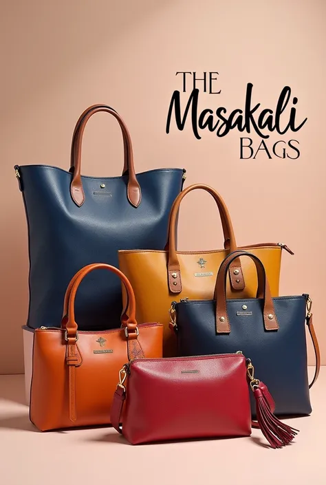 I want square image for my social media page tital name " the masakali bags " different types of suitable backgrounds bags with tital