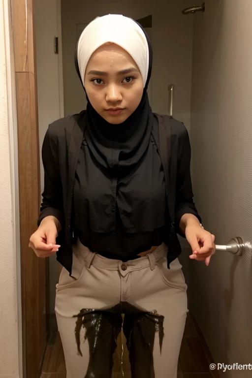 Indonesia Hijab girl peeing her pants