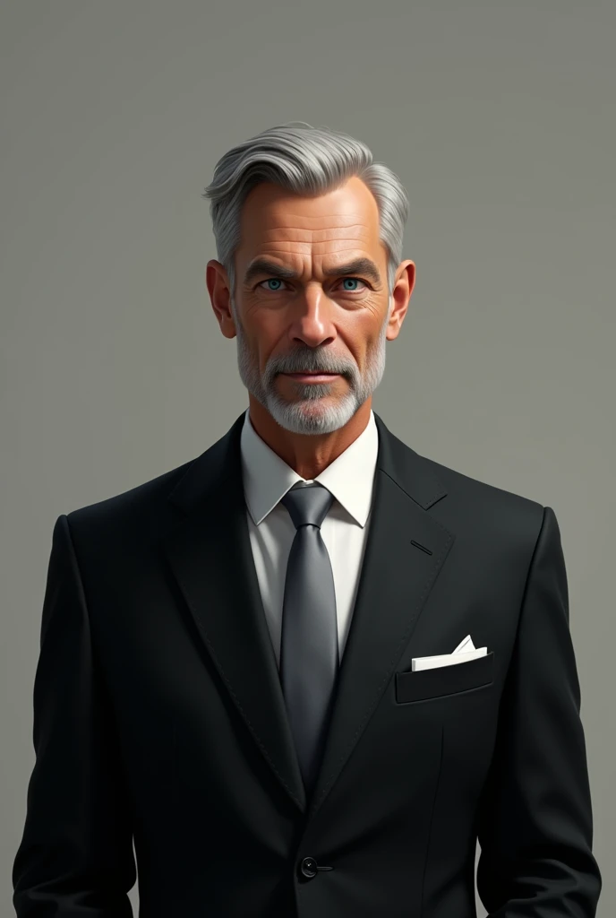 Mr. Smith is a tall, slender man in his late 40s. He has a well-groomed appearance, with a trimmed gray beard and piercing blue eyes that seem to bore into your soul. Hes dressed in an expensive black suit, complete with a crisp white shirt and a silver ti...