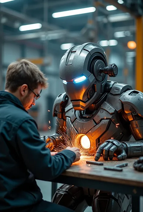 People are trying to make an iron man mask In the factory