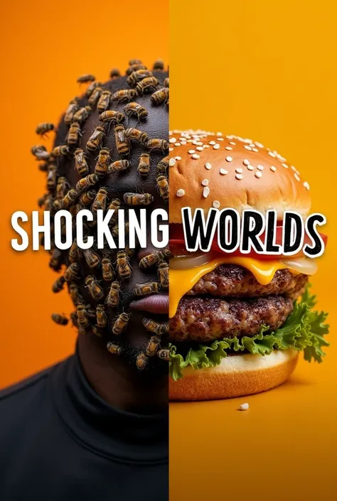 Main Image: Use a split image of two bizarre or jaw-dropping records. For example, one half could show a person covered in bees (for a record involving bees), and the other half could be an unusual, surprising visual, like the world’s largest burger.
Backg...