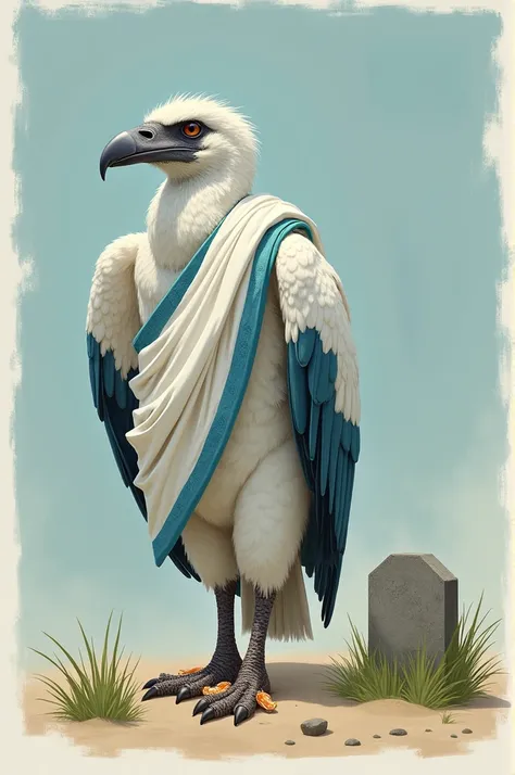 "Vulture Going to the grave"! Blue Borderd,white saree on the vulture, Hawaii chatti on the feet