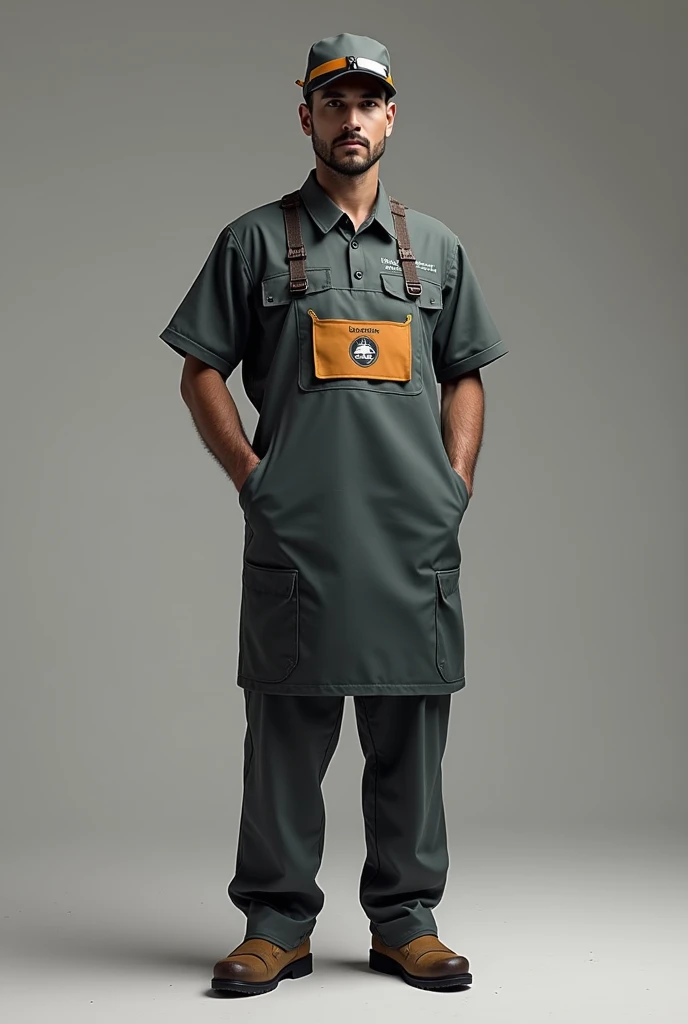 CREATE A UNIFORM FOR MOESHINE EMPLOYEE
NO PERSON, JUST THE UNIFORM 
Material:
Lightweight, breathable fabric like cotton blends or polyester to keep workers comfortable during long hours.
Fire-resistant material if the manufacturing process involves handli...