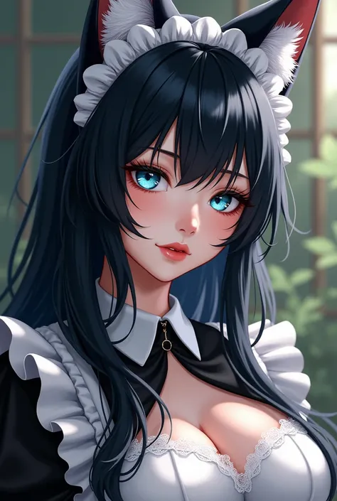 a fantasy character. Her face was glossy and gorgeous, resembling an Asian beauty on earth, and her sky-blue eyes were enticing and warm. Her jet-black hair fell in waves all the way to her back. with white fox ears prouding through her hair
Her voluminous...