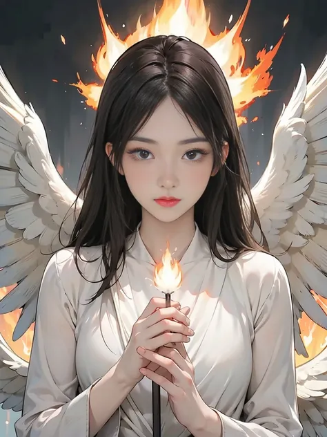 Guardian Angel and Divine Flame, Great impactful images, Very detailed and perfect, 4K resolution