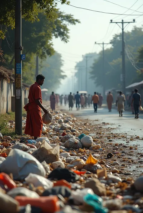 Putting garbage in public road as waste in india