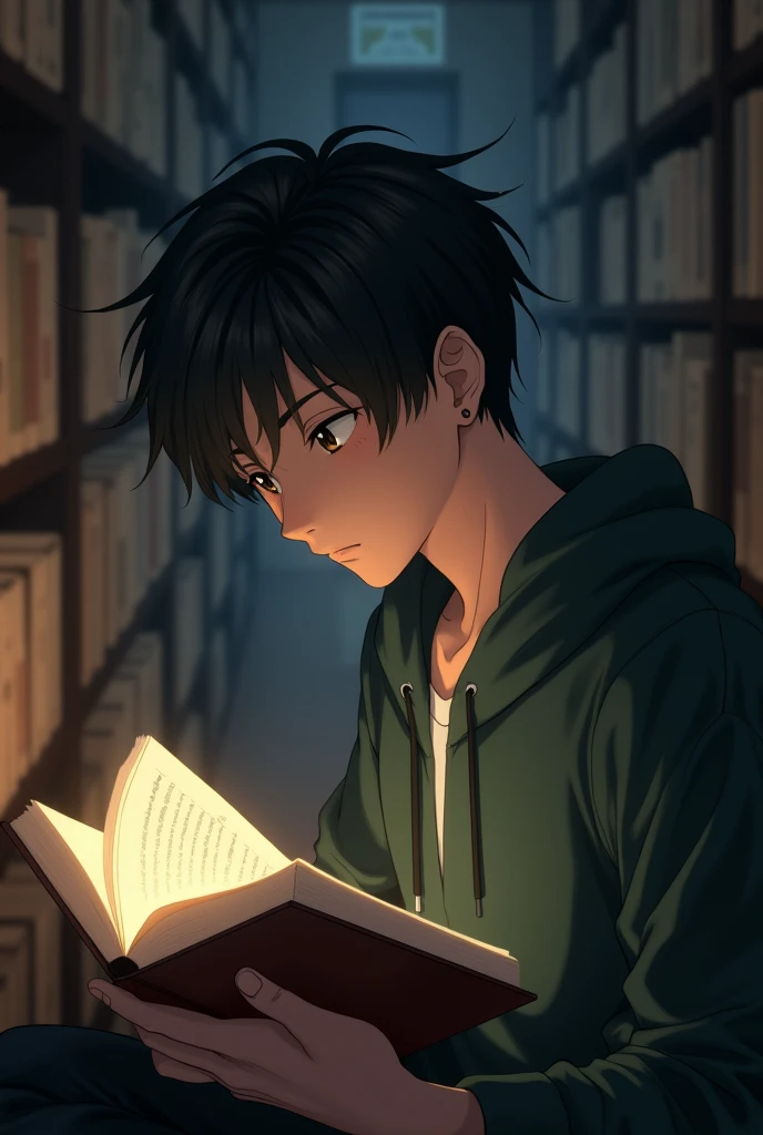 anime reading scene guy 