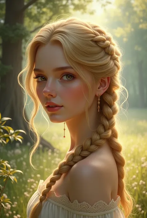 A  with braided blonde hair 