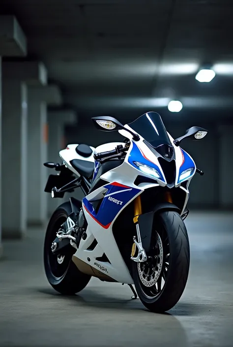 Bmw s1000rr white blue underground parking desktop wallpaper 