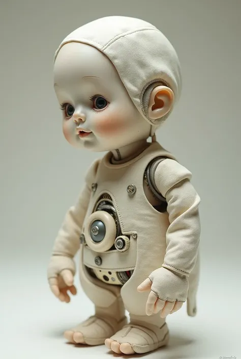 A soft textured mechanical doll