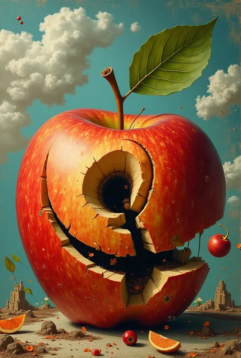 Make me an apple that is in a dadaism art style