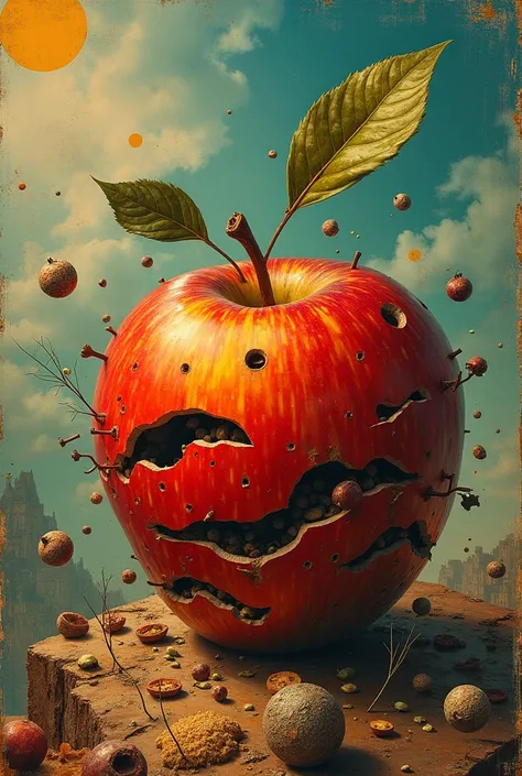 Make me an apple that is in a dadaism art style