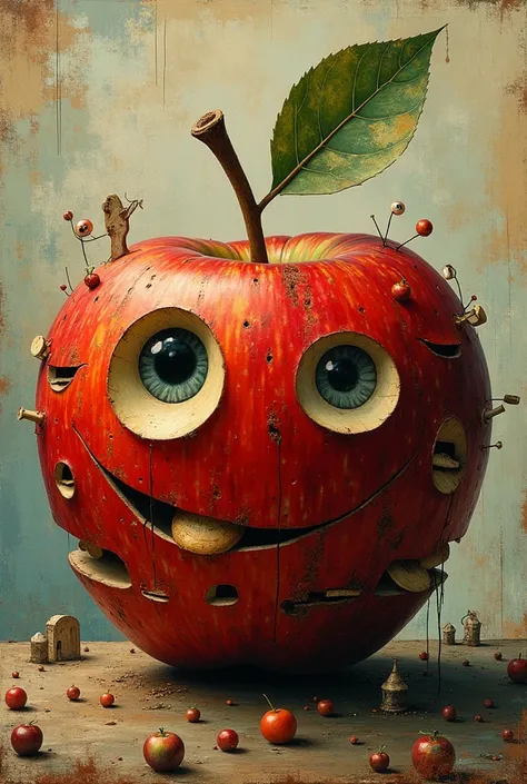 Make me an apple that is in a dadaism art style