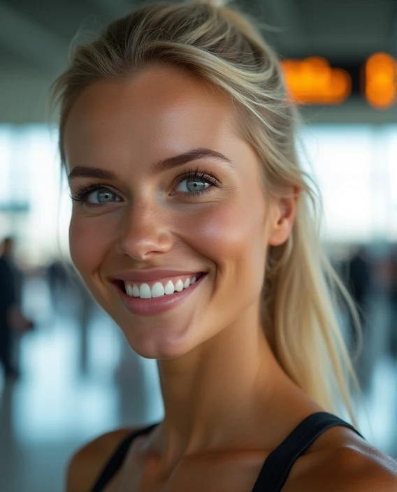 (photorealism:1.2), ((Sexy beautiful girl, Russian beauty, a thin fit body blonde hair)), smiling teeth, ((Highest quality)), ((masterpiece)), (detailed), ultra-High resolution, (photorealist: 1.4), (finely detailed skin), (finely detailed gray eyes), 4K, ...