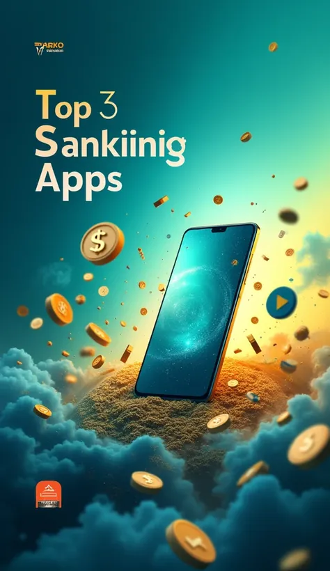 "Create a vibrant, high-energy cover image featuring a smartphone with dollar signs, coins, and upward-trending graphs floating around it. The background should be dynamic, with bold, gradient colors like blue, green, and yellow to signify growth and money...